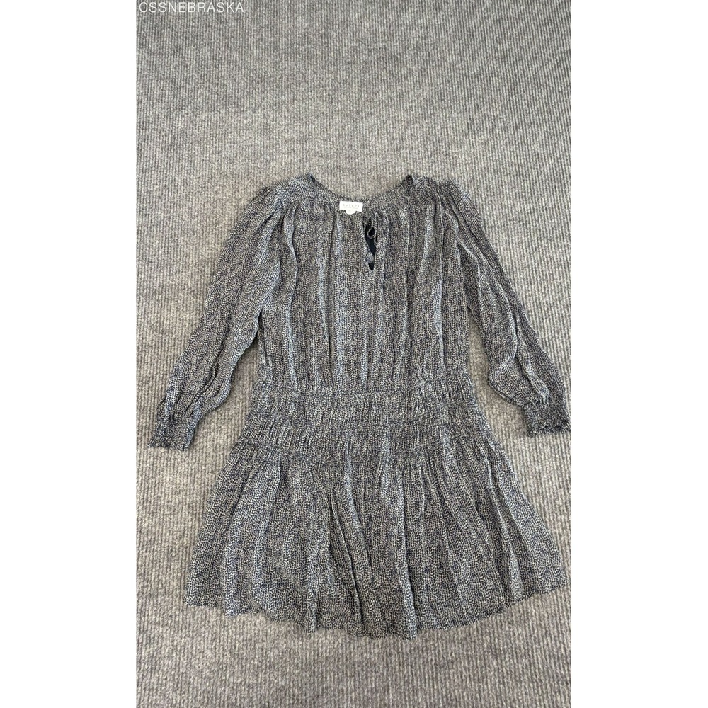 Velvet by Graham & Spencer Gelila Navy White Smocked Viscose Mini Dress XL